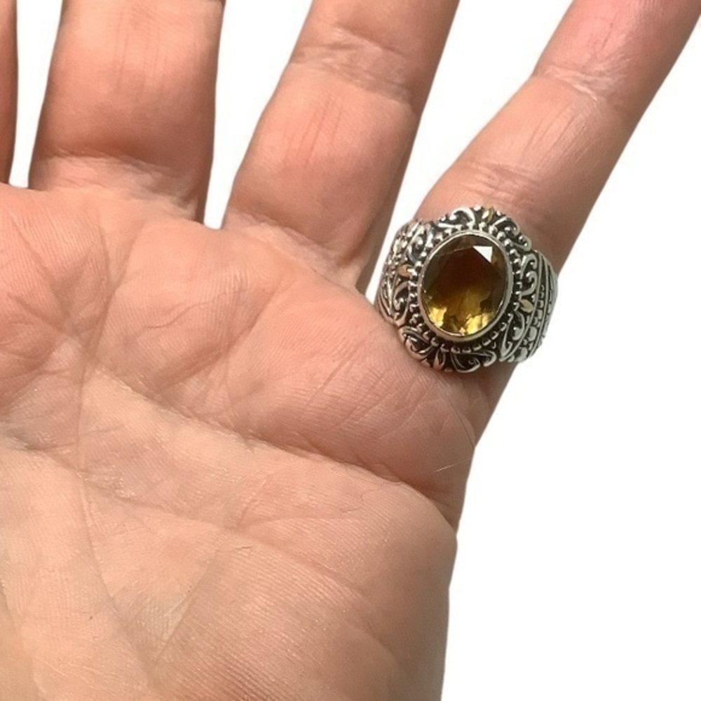 Robert Manse sterling silver 18k yellow citrine ring